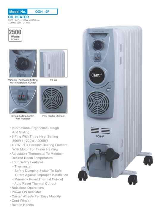 Orpat OOH-9F 2500-Watt Oil Heater