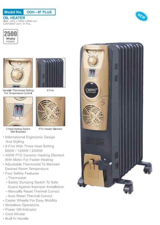 Orpat OOH-9F Plus 2500-Watt Oil Heater